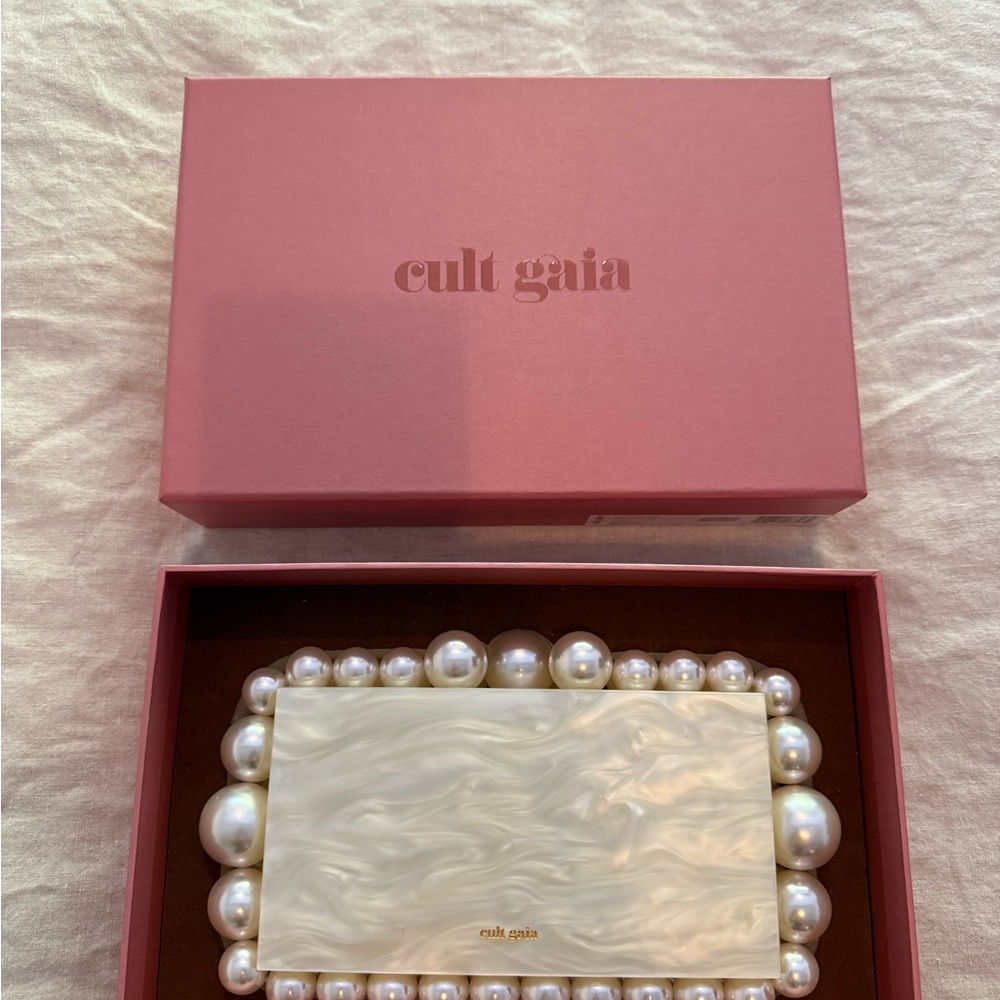 Cult Gaia EOS Ivory Pearl-Embellished Clutch